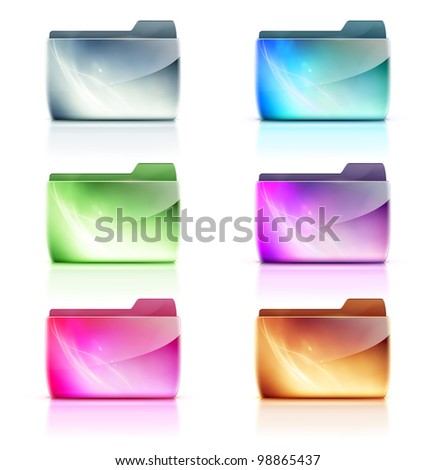 Vector Illustration Set Of Cool Colorful Interface Computer Folder ...