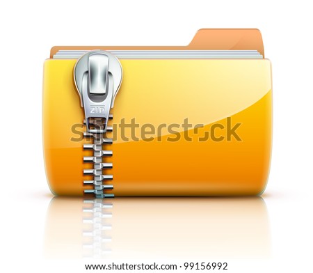 Vector illustration of yellow interface computer zip folder icon