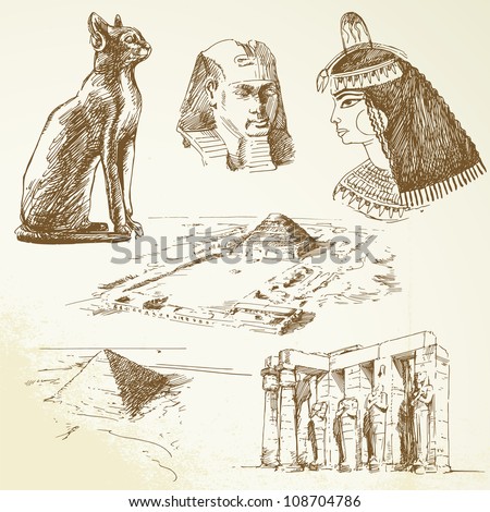 Ancient Egypt - Hand Drawn Set Stock Vector Illustration 108704786 ...