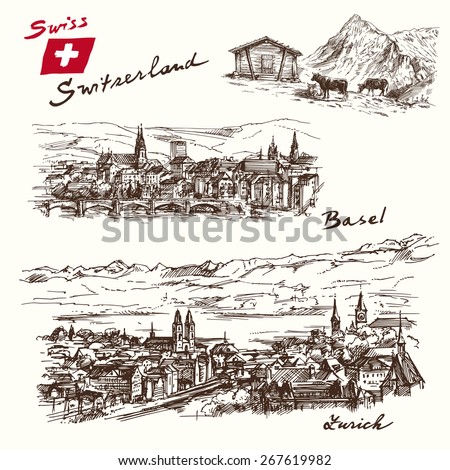 switzerland - han drawn set