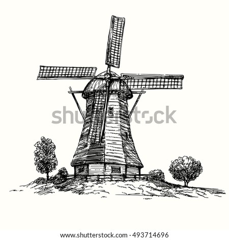 Drawing Of Dutch Windmill High-Res Vector Graphic Getty Images