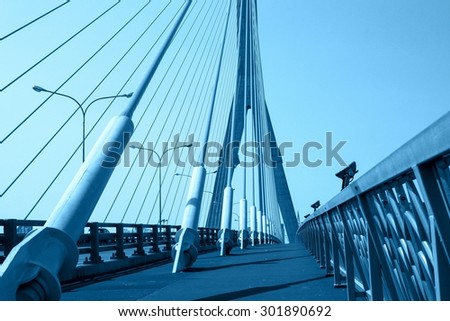 BANGKOK - JANUARY 13 : Stayed bridge Rama Eighth through the Chao Phraya River in Bangkok, Thailand on 13 January 2015.