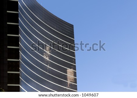 Close up on a skyscraper with clear skies in Las Vegas