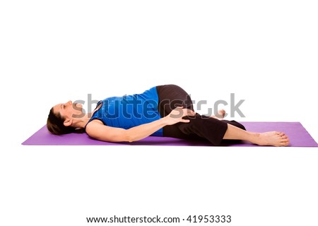 Woman in Yoga Position - Isolated White background