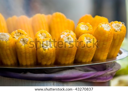 freshly corn cools down in the street