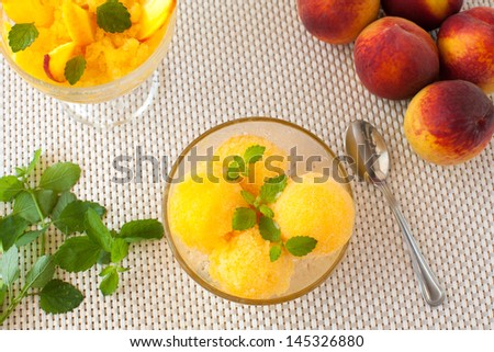 refreshing peach ice cream in a bowl