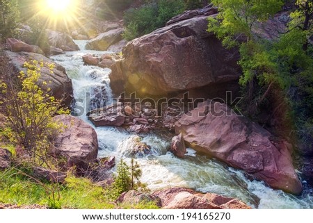 Mountain River Closeup. South Boulder Creek River. Colorado, United States.