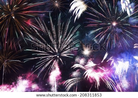 Colorful Fireworks Celebration. Fireworks Background