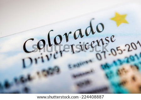 Colorado Driver License Closeup Photo. Colorado Transportation Law