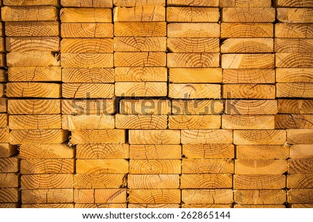Stack of Wood Studs Profile View. Planks Pile. Timber Stock.