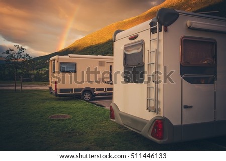 Similar – Image, Stock Photo Rainbow caravan Caravan