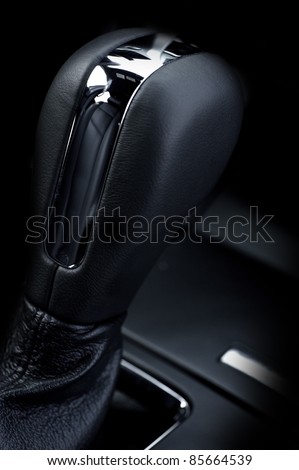 Elegant Modern Car Gear Stick - Automatic Transmission. Vehicle Interior. Gear Stick with Chrome Deco Element.