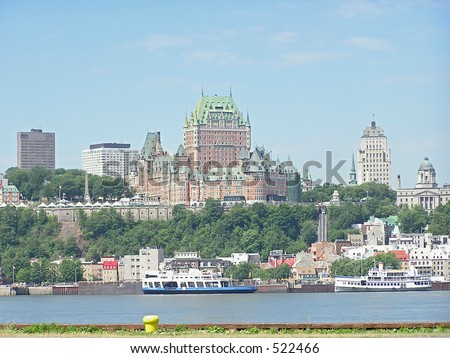 A view of Quebec City and the Chateau Frontenac from the other side of St Lawrence river