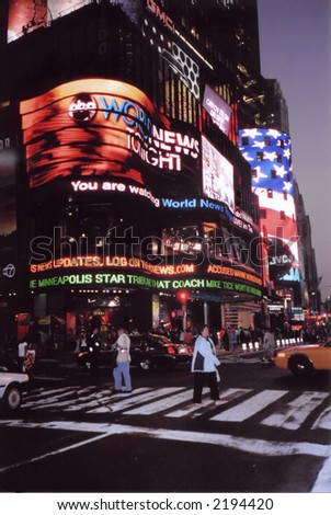 Times Square of New York by night  - scanned picture