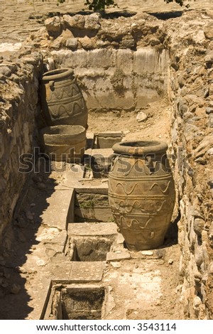 Clay jars at Knossos palace. Crete, Greece