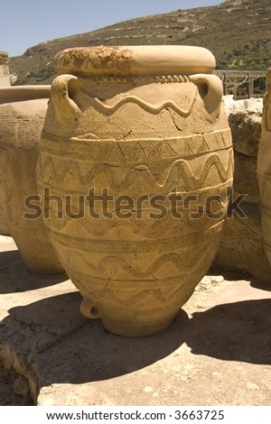 Clay jars at Knossos palace, Crete, Greece