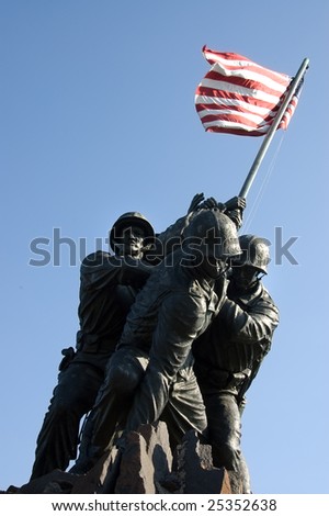 Iwo Jima Memorial  dedicated to the U.S. Marines corps in Arlington National cemetery, VA - closeup view