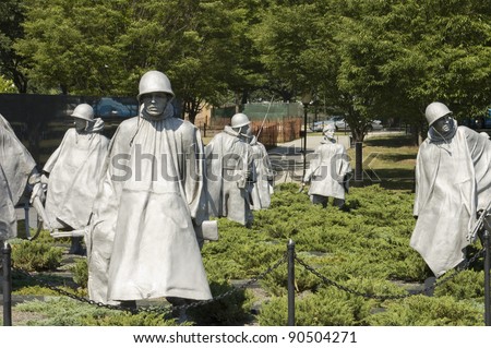 Korean War  Memorial Nineteen  statues  sculpted by Frank Gaylord of Barre, Arlington cemetery, Washington, DC