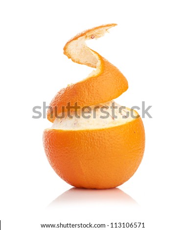 Image, Stock Photo unpeeled round ripe orange mandarin