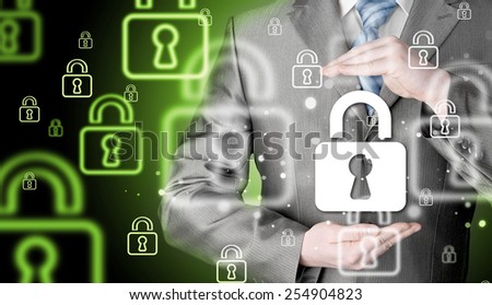 lock security businessman protect concept