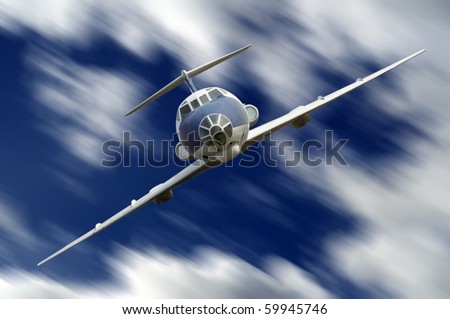 old Airplane on blue sky in motions