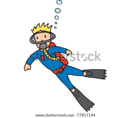 Drawing Of A Diver Stock Vector Illustration 77857144 : Shutterstock