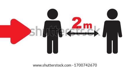 Keeping a Distance Vector Sign. 2 m Rule. Social Distancing Vector Icon. Red-Black Sign on a White. Social Distancing Campaign. Design Showing 2 m Distance from Each Other. Physical Distancing Idea. Stok fotoğraf © 