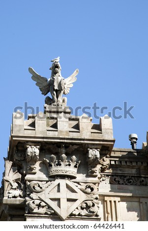 winged lion statue, griffin, Barcelona, Spain,