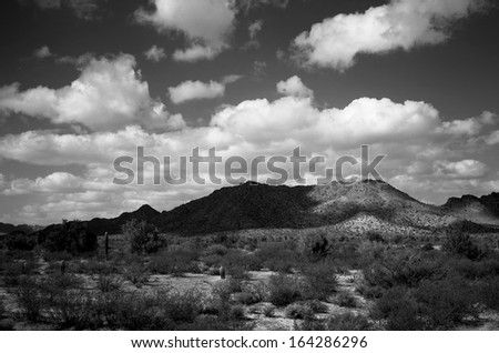Black and white of central Arizona desert