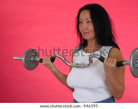 Lady exercising with weights