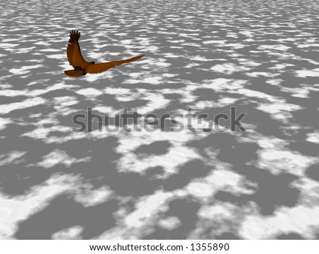 Eagle soaring high above the clouds