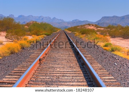 Desert railroad tracks in the Arizona desert