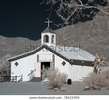 Old western style church in the desert