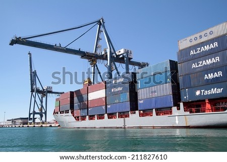 ALICANTE, SPAIN  JULY 12: The container cargo vessel \