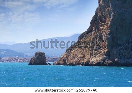 Cliffs of the Cabo San Antonio in the north coast of Alicante, Spain.