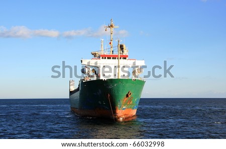 Front side ship anchored