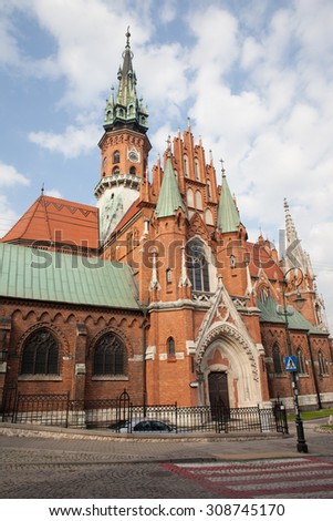 St. Joseph\'s Church Gothic Revival architecture in Krakow, Poland.