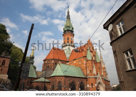 St. Joseph\'s Church Gothic Revival architecture in Krakow, Poland.