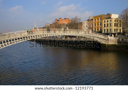 Ha\'Penny Bridge in Dublin, Ireland.