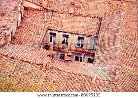 Backyard and roof-tops in old town of Siena, Tuscany, Italy, Europe