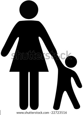 A Symbol Toddler Boy Or Girl Holds The Hand Of His Or Her Mom. Stock ...