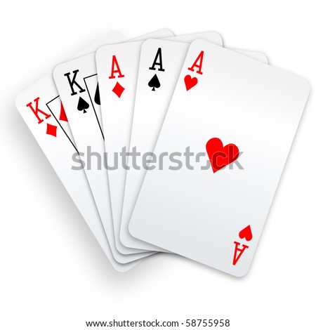 A Poker Hand Full House Three Aces And Pair Of Kings Playing Cards ...