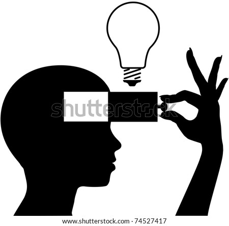 Person learning or inventing a new idea into an open mind