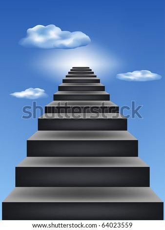 Steps leaders in the blue sky