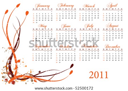 2011 Calendar Stock Vector Illustration 52500172 : Shutterstock