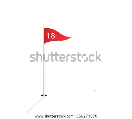 Illustration of the 18th hole on a golf course.