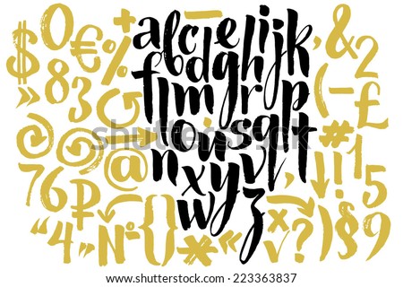 Vector alphabet. Hand drawn letters. Letters of the alphabet written with a brush.