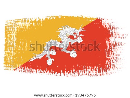 brushstroke flag Bhutan with transparent background