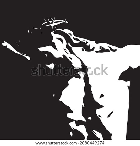 Jesus Christ face. Christian and Catholic religion. Vector illustration