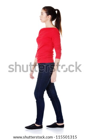 Side View Of Walking Woman, Isolated On White Stock Photo 115501315 ...